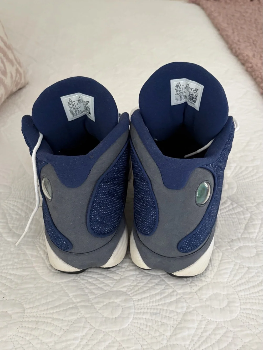 Jordan White and Navy Retro Basketball Sneakers